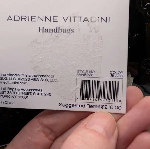 Adrienne Vittadini Black Patent Dome Satchel with Brown Trim - Picture 2 of 8